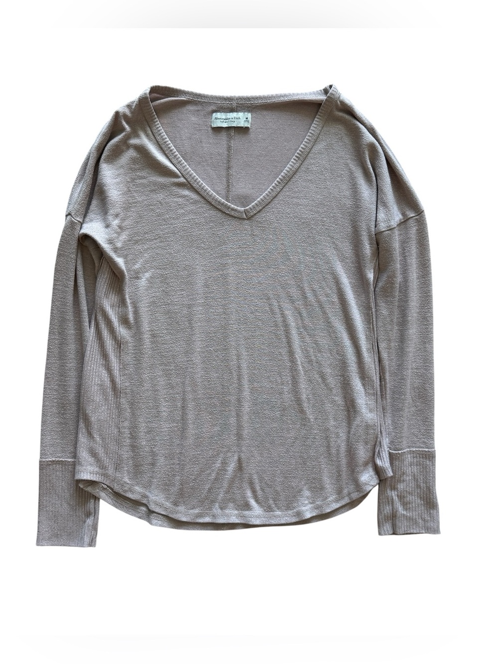 Abercrombie & Fitch Light Pink V-Neck Sweater Knit Top Medium Casual Lightweight